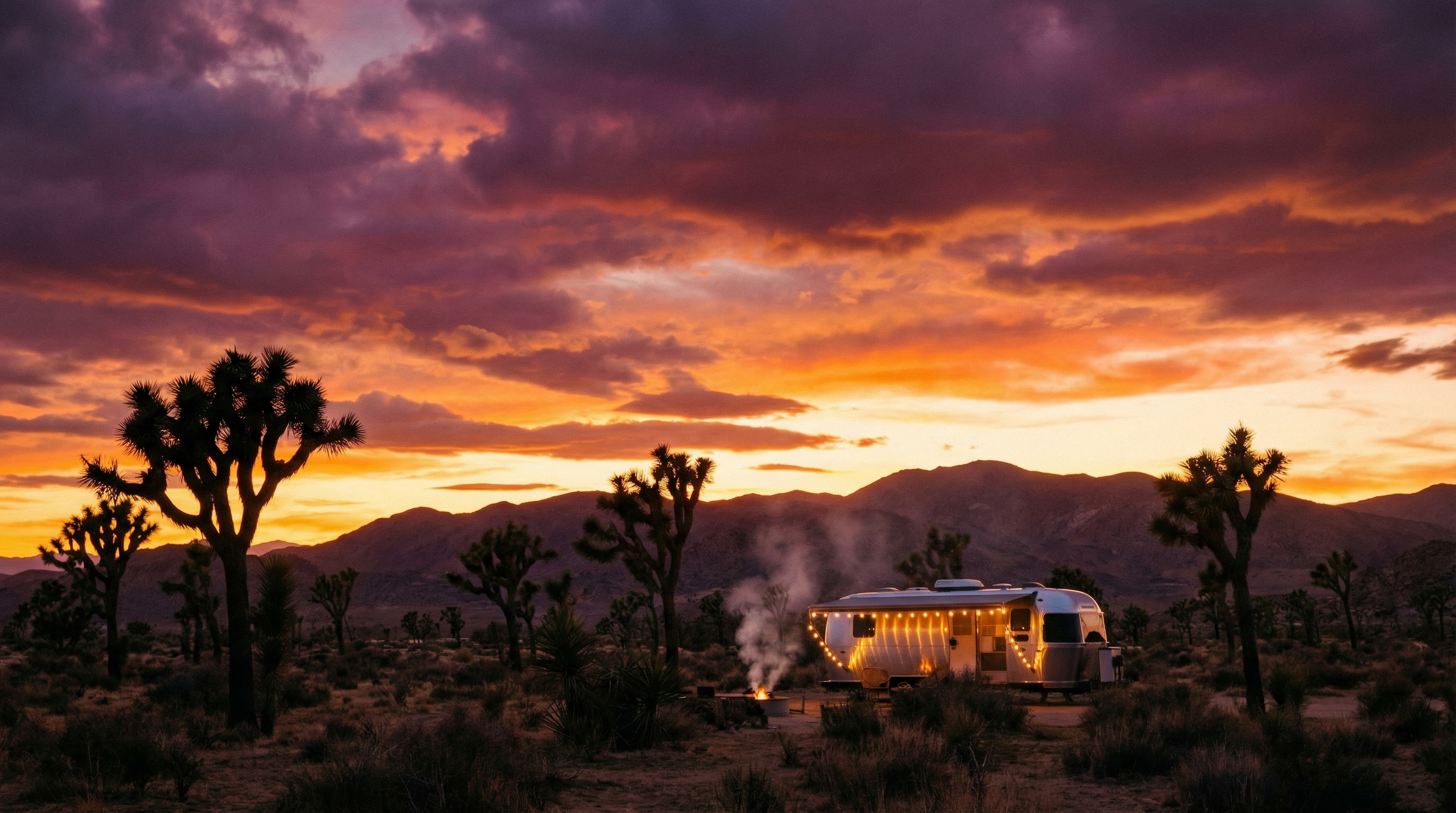Joshua Tree desert at golden hour
